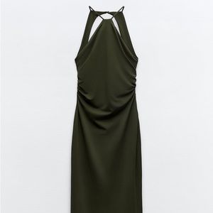 Zara Olive Green Backless Dress